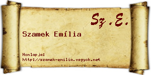 Szamek Emília névjegykártya